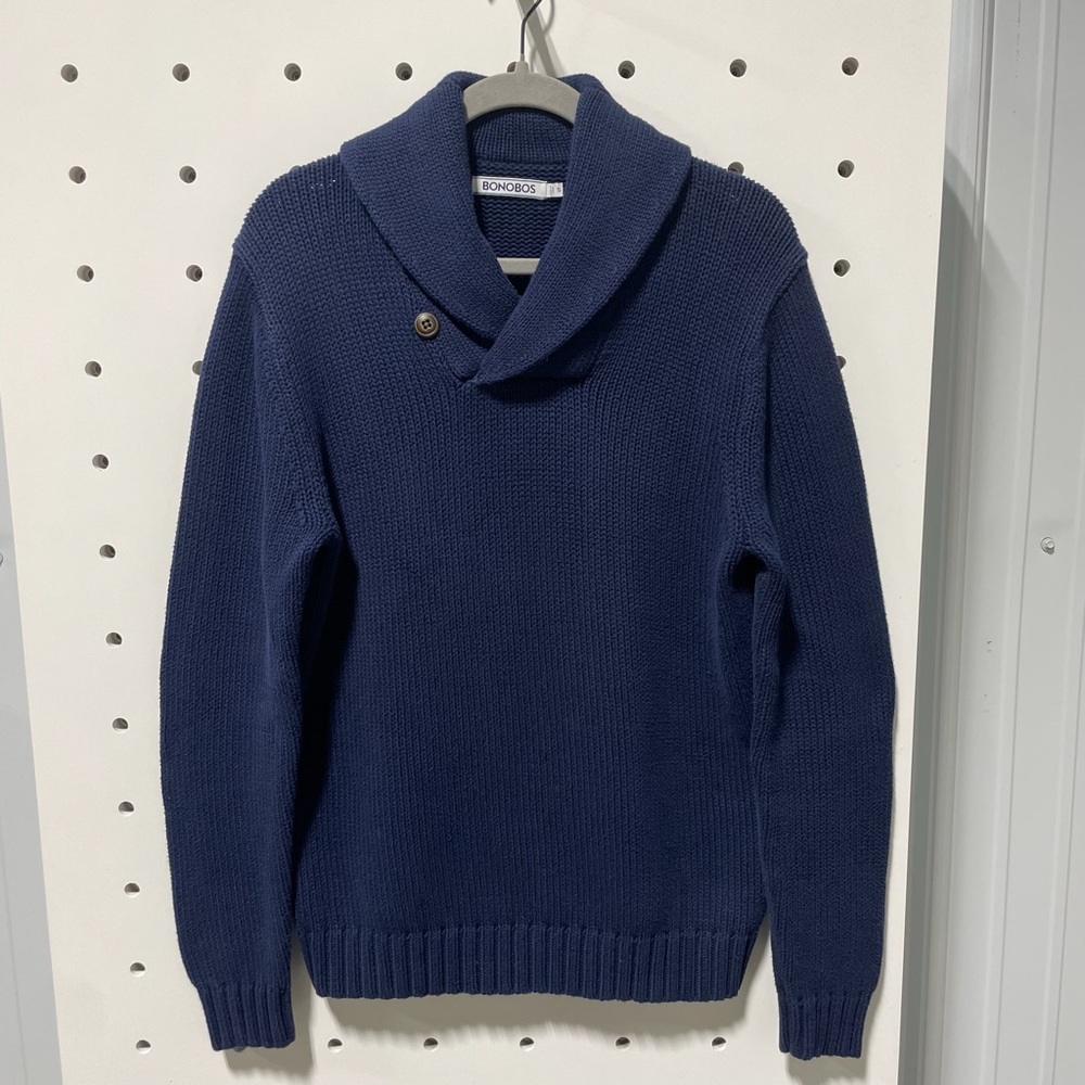 Bonobos Navy Blue Shawl Collar Sweater Size S